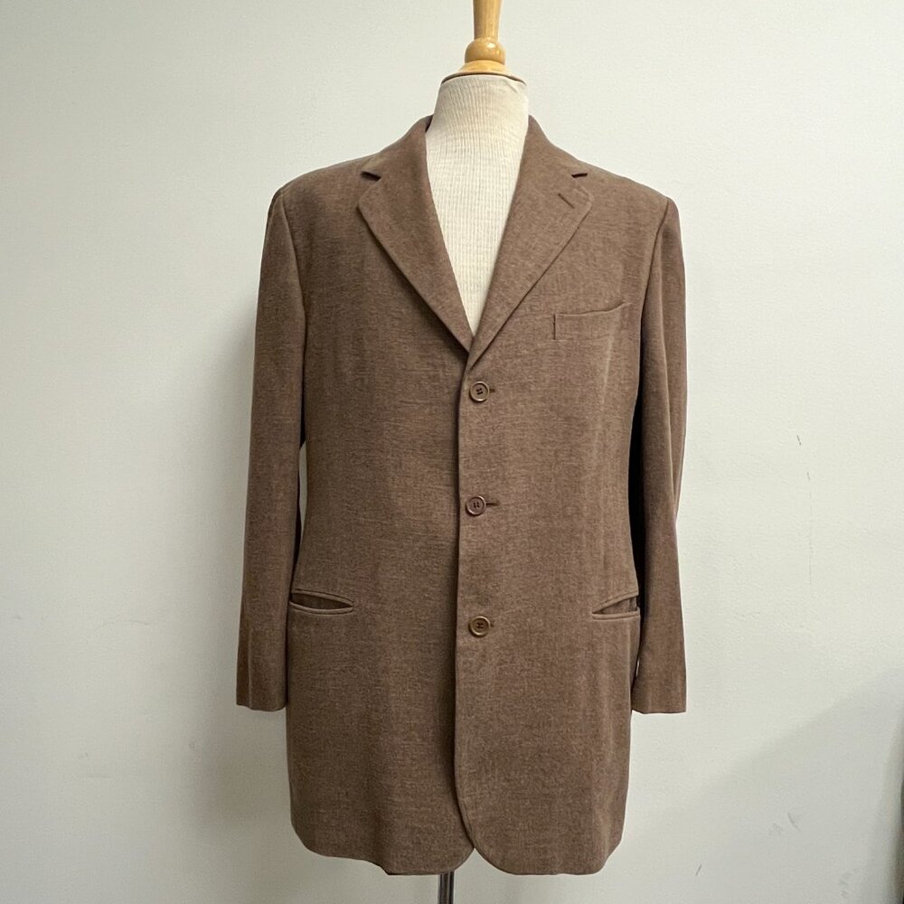 Salvatore Ferragamo Linen Brown 3 button blazer Vintage 44L jacket vintage